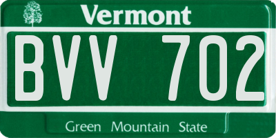 VT license plate BVV702