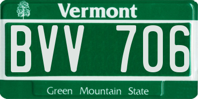 VT license plate BVV706