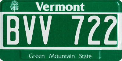 VT license plate BVV722