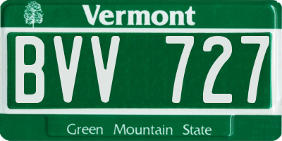VT license plate BVV727