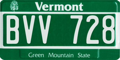 VT license plate BVV728