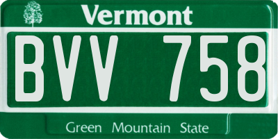 VT license plate BVV758