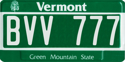 VT license plate BVV777