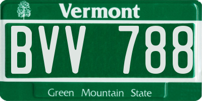 VT license plate BVV788