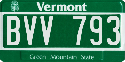 VT license plate BVV793