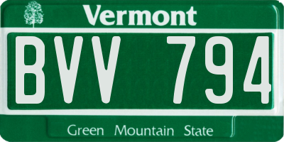 VT license plate BVV794