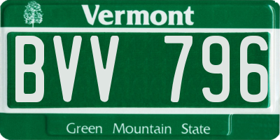VT license plate BVV796