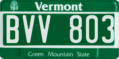 VT license plate BVV803