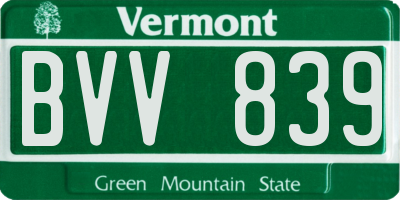 VT license plate BVV839