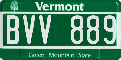 VT license plate BVV889
