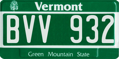 VT license plate BVV932