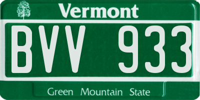 VT license plate BVV933