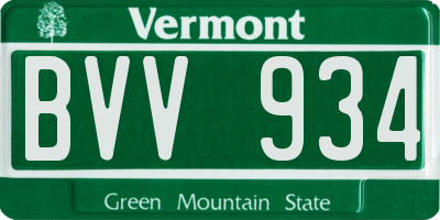 VT license plate BVV934