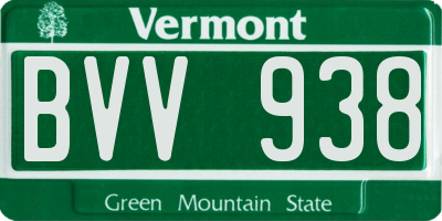 VT license plate BVV938