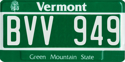 VT license plate BVV949