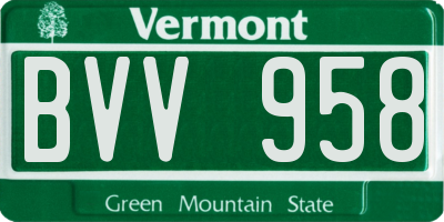 VT license plate BVV958