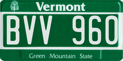 VT license plate BVV960
