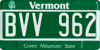 VT license plate BVV962
