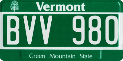 VT license plate BVV980