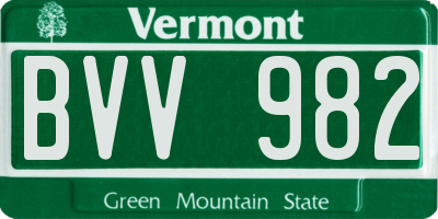 VT license plate BVV982