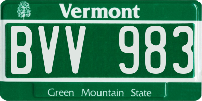 VT license plate BVV983
