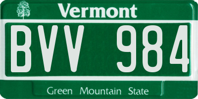 VT license plate BVV984