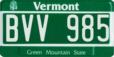 VT license plate BVV985