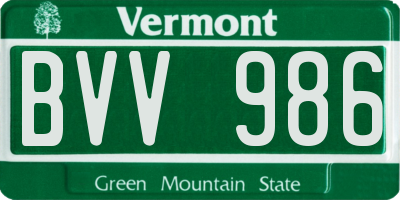 VT license plate BVV986