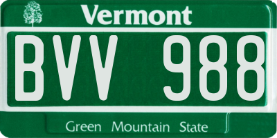 VT license plate BVV988