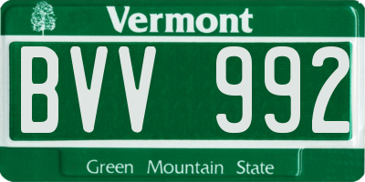 VT license plate BVV992