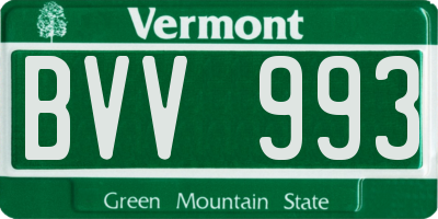 VT license plate BVV993
