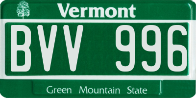 VT license plate BVV996