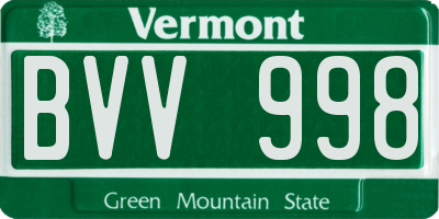 VT license plate BVV998