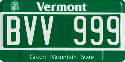 VT license plate BVV999