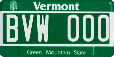 VT license plate BVW000