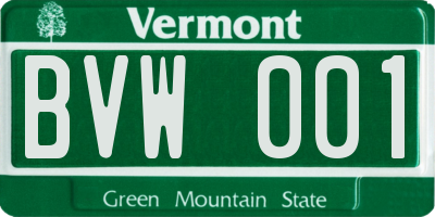VT license plate BVW001