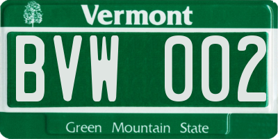 VT license plate BVW002