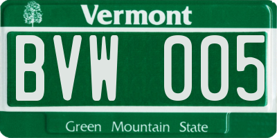 VT license plate BVW005