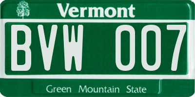 VT license plate BVW007