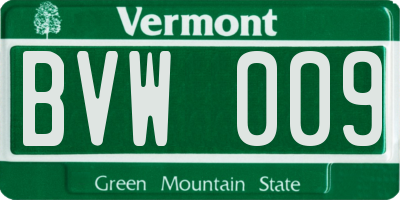 VT license plate BVW009