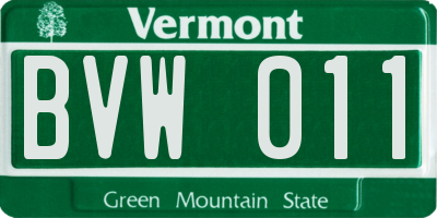 VT license plate BVW011