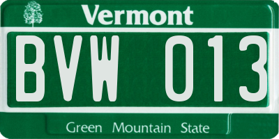 VT license plate BVW013