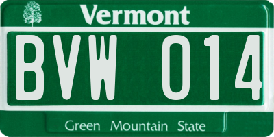 VT license plate BVW014