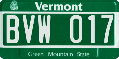 VT license plate BVW017