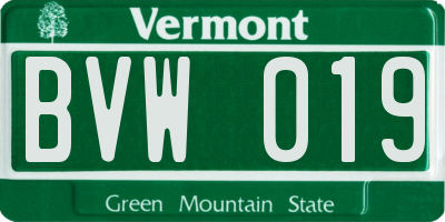 VT license plate BVW019