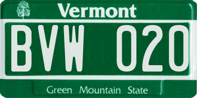 VT license plate BVW020