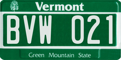 VT license plate BVW021