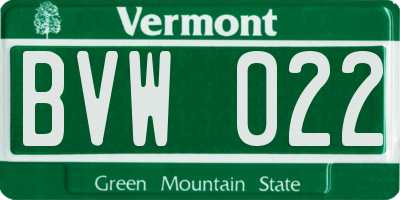 VT license plate BVW022
