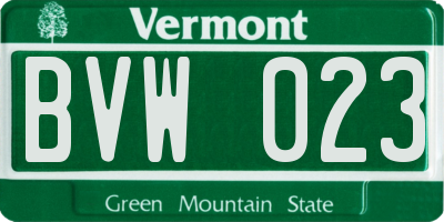 VT license plate BVW023