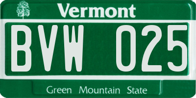 VT license plate BVW025